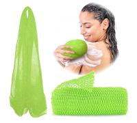 ADETON African Net Sponge, Exfoliating Body Scrubber, Long Nylon Mesh Sponge, 17 Colors, Sapo, Shower Bath Accessories, Back Foot Scalp Scrub, Flat Dead Skin Remover Body Wash (Lemon)