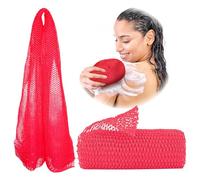 Adeton African Net Sponge, Exfoliating Wash Cloth, Body Exfoliator, Long Bath Sponge, Real, Authentic, Sapo, Shower Bath Accessories, Back Foot Scalp Scrub, Flat Dead Skin Remover (Candy)