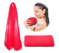 Adeton African Net Sponge, Exfoliating Wash Cloth, Body Exfoliator, Long Bath Sponge, Real, Authentic, Sapo, Shower Bath Accessories, Back Foot Scalp Scrub, Flat Dead Skin Remover (Candy)
