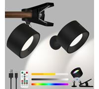 Adetu 2 Pcs LED Wall Mounted Lights, RGB Wall Sconces Lamp with Rechargeable Battery Operated USB Port, 3 Color Temperatures & Dimmable Magnetic 360° Rotation Cordless Light for Bedroom Bedside