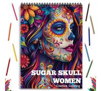 ADEVIAN Sugar Skull Women's Coloring Book, Spiral Bound, 24 Pages, Adult Relaxation