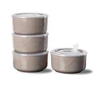 Adewnest Ceramic Bowls with Lids: 20 oz Microwave Safe Food Storage Containers for Soup, Salad, Cereal, Leftovers, Meal Prep, Lunch, Picnic, Camping, Serving - Airtight, Grey, Set of 4