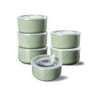 Adewnest Ceramic Bowls with Lids: 20 oz Microwave Safe Food Storage Containers for Soup, Salad, Cereal, Leftovers, Meal Prep, Lunch, Picnic, Camping, Serving - Airtight, Green, Set of 6