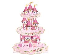 Adeyoo 3 Tier Princess Cupcake Stand Floral Castle Cupcake Holder for Girls | Pink Cardboard Cupcake Stand for Dessert Table Display, Princess Decor for Birthday Baby Shower Fairy Party Decorations