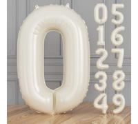 Adeyoo 40 Inch Cream Balloons - Large Cream Number 0 Balloon, Self Inflating Beige Foil Number Balloons 0-9 for Boys Girls Women Men Birthday Baby Shower Anniversary Party Decorations
