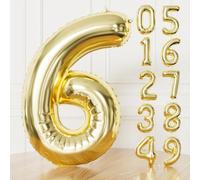 Adeyoo 40 Inch Large Number 6 Balloon - Champagne Gold Digital 6 Helium Balloon, Self Inflating Light Gold Foil Number Balloons 0-9 Set for Girls Boys 6th Birthday Anniversary Party Decorations