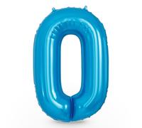 Adeyoo Blue Number 0 Balloon - 40 Inch Large Self Inflating Foil Digital 0 Balloon, Blue Number Balloons 0-9 for Boys Men Birthday Anniversary Graduation Party Decorations, Photo Shoot Supplies