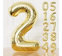 Adeyoo Champagne Gold Number 2 Balloon - 40 Inch Large Self Inflating Foil Digital 2 Balloon, Light Gold Number Balloons 0-9 for Boys Girls Women Men Birthday Anniversary Graduation Party Decorations