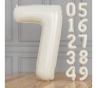 Adeyoo Cream Number 7 Balloon - 40" Giant Cream Beige Number Balloons 0-9 Set, Self Inflating Sand White Digital 7 Balloon for Girls Boys Women Men Birthday Baby Shower Anniversary Party Decorations