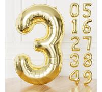 Adeyoo Gold Number 3 Balloon - 40 Inch 3rd Birthday Balloon for Boys Girls, Champagne Light Gold Number Balloons 0-9, Self Inflating Foil Balloons for Women Men Birthday Anniversary Party Decorations