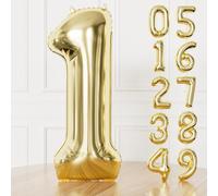 Adeyoo Light Gold Number 1 Balloon - 40 In Large Champagne Gold Foil Digital Balloons for Boys Girls, Self Inflating Number Balloons 0-9 for Women Men Birthday Anniversary Party Decorations