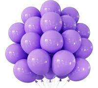 Adeyoo Light Purple Balloons - 50Pcs Purple Balloons with Ribbons | 12 Inch Round Lilac Balloon Bright Latex Party Balloon for Birthday Baby Shower Morhers Day Wedding Party Decorations