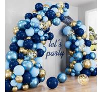 Adeyoo Navy Blue and Gold Balloon Arch Kit Garland - Blue Balloon Arch Kit, Navy and Gold Balloons with Confetti Latex Balloons for Birthday Baby Shower Wedding Graduation Space Party Decorations