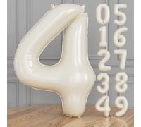 Adeyoo Number 4 Balloon Cream - 40 Inch Beige Number Balloons 0-9 Set, Large Self Inflating Sand White Digital 4 Helium Balloon for Girls Boys Birthday Anniversary Party Decorations