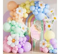 Adeyoo Pastel Balloon Arch Kit Garland - 131Pcs Easter Balloon Arch with Daisy Foil Balloons, Different Sizes Pastel Latex Balloons for Easter Unicorn Birthday Baby Shower Wedding Party Decorations