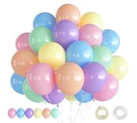 Adeyoo Pastel Balloons - 12 Inch Pastel Rainbow Balloons, 50 Pcs Multicoloured Latex Balloon Macaron Colourful Party Balloon for Birthday Unicorn Baby Shower Wedding Party Decorations