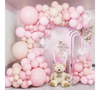 Adeyoo Pink Balloon Arch Kit Garland - 133Pcs Pastel Pink Balloon Arch kit with Baby Light Pastel Pink Nude Clear Balloons for Birthday Baby Shower Christening Gender Reveal Wedding Party Decorations