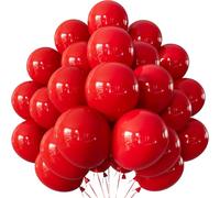 Adeyoo Red Balloons - 50 Pcs Red Latex Balloons 12 Inch Round Balloon with Ribbons, Strong Thicken Party Balloon for Birthday Wedding Anniversary Engagement Party Decorations, Photo Backdrop Supplies