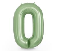 Adeyoo Sage Green Number 0 Balloon - 40 Inch Large Self Inflating Foil Digital 0 Balloon, Green Number Balloons 0-9 for Boys Girls Women Men Birthday Anniversary Jungle Safari Party Decorations