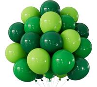 Adeyoo Three Types of Mixed Green Balloons - 12 Inch St Patricks Day Balloons with Ribbons, Strong Thicken Green Decorations for St Patrick's Day Baby Shower Jungle Safari Theme Party Decorations