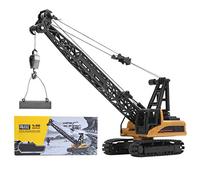 Adfaga 1:50 Scale Alloy Engineering Crane Model with 360 Rotation Rubber Tracks Functional Hook Lifting for Boys Aged 8+ Yellow Brown Construction Vehicle Collector Item 12x11x6.5c