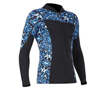 Adfaga 1.5MM Unisex Diving Wetsuit Premium Neoprene Nylon Long Sleeve Swimsuit for Snorkeling Surfing Swimming Water Sports Sunscreen Quick Dry Gray Blue Size M S (M)