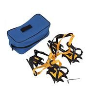 Adfaga 1 Pair 10 Teeth Steel Crampons Ice Grips Snow Cleats Adjustable Strap Binding Traction for Hiking Winter Boots Non Slip Spikes 20.5 31cm Durable Cold