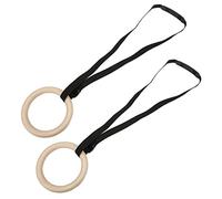 Adfaga 1 Pair Wooden Gymnastic Rings with Adjustable Buckle Straps 330lbs Capacity Pull Up Exercise Rings Full Body Strength Training for Home Gym Workout Birch Wood