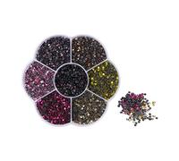 Adfaga 10080Pcs Flat Back Rhinestones Round Glass Beads Iridescent Sparkling DIY Craft for Nail Art Makeup Jewelry Clothing Decoration Dazzling Colorful Premium Quality (S607-2 Seven Colors)