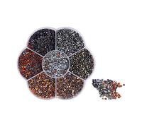 Adfaga 10080Pcs Flat Back Rhinestones Round Glass Beads Iridescent Sparkling DIY Craft for Nail Art Makeup Jewelry Clothing Decoration Dazzling Colorful Premium Quality (607-3 Seven Colors)