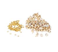 Adfaga 100pcs Cloth Crystal Inlay Rapid Rivets 12mm Spots Studs Cap for DIY Leather Craft Decoration Premium Metal Rhinestone Studs for Clothing Bags Shoes Gold Silver Optional (Tube Diamond Gold