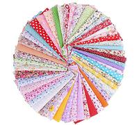 Adfaga 100PCS Colorful Cotton Floral Square Patch Work DIY Sewing Craft Kit for Clothing Accessories Home Decor 10cm x 10cm Fabric Scrap Bundles