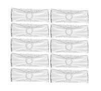 Adfaga 10Pcs Chair Sash Washable Elastic Chair Cover Band Decoration Set for Wedding Party Banquet Silver Cloth 210g 7.4oz