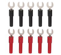 Adfaga 10Pcs Fork Spade Wire Connectors PVC Brass Electrical Crimp Terminals Y Type U Type Banana Plug for Electronics Industrial Equipment Solar Panels 6mm 4mm Hole Max 10A Curren