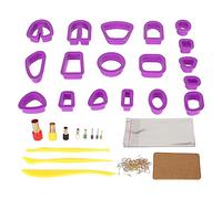 Adfaga 129 Piece Polymer Clay Cutters Set Premium Plastic Stainless Steel DIY Jewelry Making Kit for Earrings Cookies Fondant Crafting Gift (Purple)