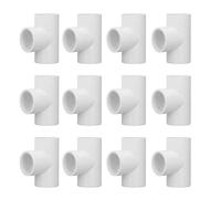 Adfaga 12Pcs White PVC Tee Pipe Fittings Equal Diameter Plastic Connectors for Cold Water Supply Irrigation Systems Swimming Pools Home Plumbing (32mm)