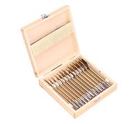 Adfaga 13 Piece Coated Carbon Steel Spade Drill Bit Set Premium Woodworking Hole Kit with Wooden Storage Box for Professional Carpenters and DIY Enthusiasts