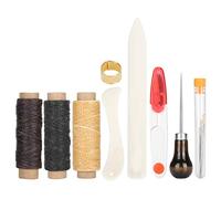 Adfaga 14Pcs Professional Leather Sewing Kit with Thimble Loop Needles Scissors Premium Copper DIY Craft Repair Tools for Leatherworking Enthusiasts and Handmade Crafts Lovers