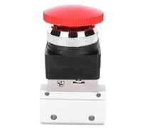 Adfaga 2 Position 3 Way G1/8 Pneumatic Mechanical Valve Push Button Switch MOV03 Aluminum Alloy Body Red Button Control Compact Design for Industrial Machinery Equipment