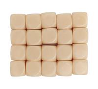Adfaga 20PCS 16mm Round Corner Plastic Dice Set for Board Games Teaching Toys DIY Customizable Game Pieces Family Math Learning Accessories (Beige)