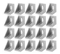Adfaga 20Pcs Aluminum Profile Corner Brackets Heavy Duty L Type Right Angle Connector with 2 Mounting Holes for 3030 4040 Aluminum Extrusion Frame DIY Projects Furniture Building C