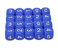 Adfaga 20PCS Number Dice Set 6 Sided Round Corner Plastic Dice for Board Games Math Teaching Educational Tools Safe for Bright Colors 1.6cm (Blue)