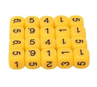 Adfaga 20PCS Number Dice Set 6 Sided Round Corner Plastic Dice for Board Games Math Teaching Educational Tools Safe for Bright Colors 1.6cm (Yellow)