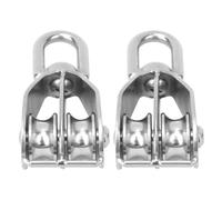 Adfaga 2PCS 304 STAINLESS STEEL M20 DOUBLE WHEEL FIXED PULLEY HEAVY DUTY LIFTING SHEAVE FOR CONSTRUCTION RIGGING MARINE USE MAX LOAD 75KG RUSTPROOF