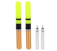 Adfaga 2PCS Light Fishing Floats with Battery Electronic Lighted Bobber Bright Durable Reliable for Night Fishing Activities Plastic Cement Metal CR322 Lithium Battery Included (Gold)