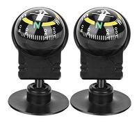 Adfaga 2PCS Premium ABS Car Compass Navigation Ball with Strong Suction Cup Outdoor Direction Finder Tool for Travel Hiking Camping Adventure Vehicle Accessories Black 6x3x3cm