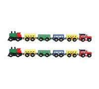 Adfaga 2Set Small Train Assembly Blocks Wooden Carriage Early Childhood Educational Diecasts Handicrafts for Christmas Party Decoration Natural Wood Colorful Design