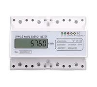Adfaga 3 Phase 4 Wire Digital Energy Meter LCD Kwh Wattmeter Power Consumption Monitor with Interface Large Screen Display for Industrial Commercial Electrical Systems DIN Rail Mo