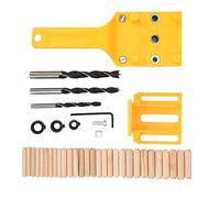 Adfaga 38Pcs Professional Woodworking Drill Hole Locator Kit Precision Straight Hole Guide Punch Tool for Carpentry Projects with 6mm 8mm 10mm Drill Bits ABS Plastic 200x72mm (Yellow)