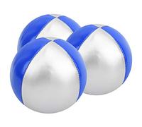 Adfaga 3Pcs Professional Juggling Balls Set Soft PU Leather Toss Balls for Adults Beginners Performers Indoor Outdoor Entertainment Practice 6.3cm 380g (blue/silver)